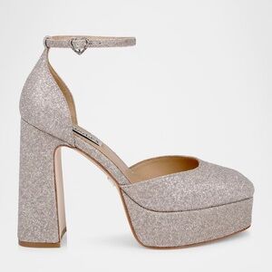 Jewel Badgley Mischka Silver Platform Heels